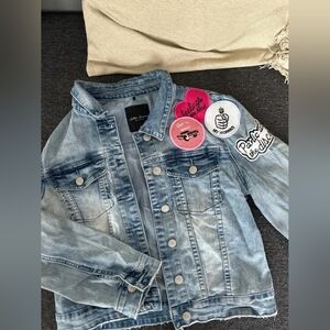 Girls' Light Wash Denim Jacket with Patch Details